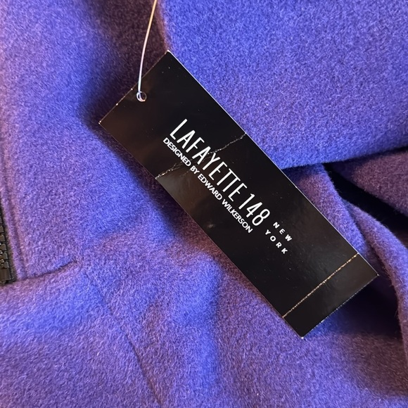 NWT Lafayette 148 Purple Wool-Blend Mandarin Collar Evening Jacket sz 6 - Picture 12 of 14